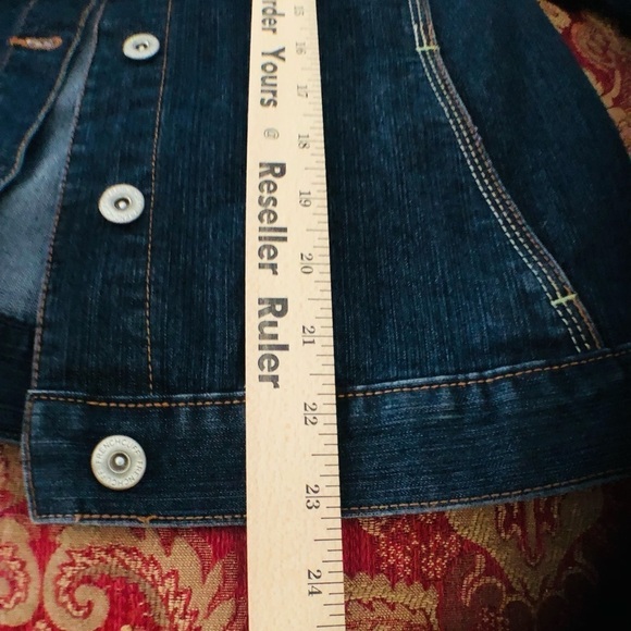 French Cuff size 12 dark jean jacket  stretch & matching high rise cropped - Picture 8 of 16